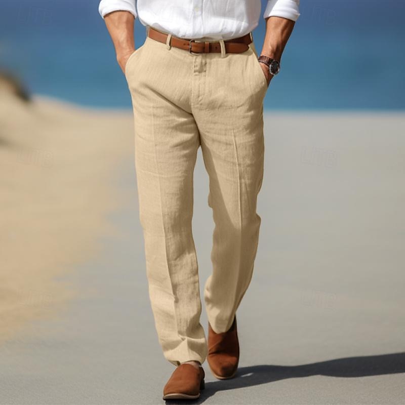Pantalon en Lin Premium Homme Élégant Été Costume