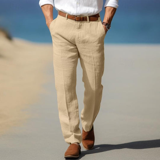 Pantalon en Lin Premium Homme Élégant Été Costume