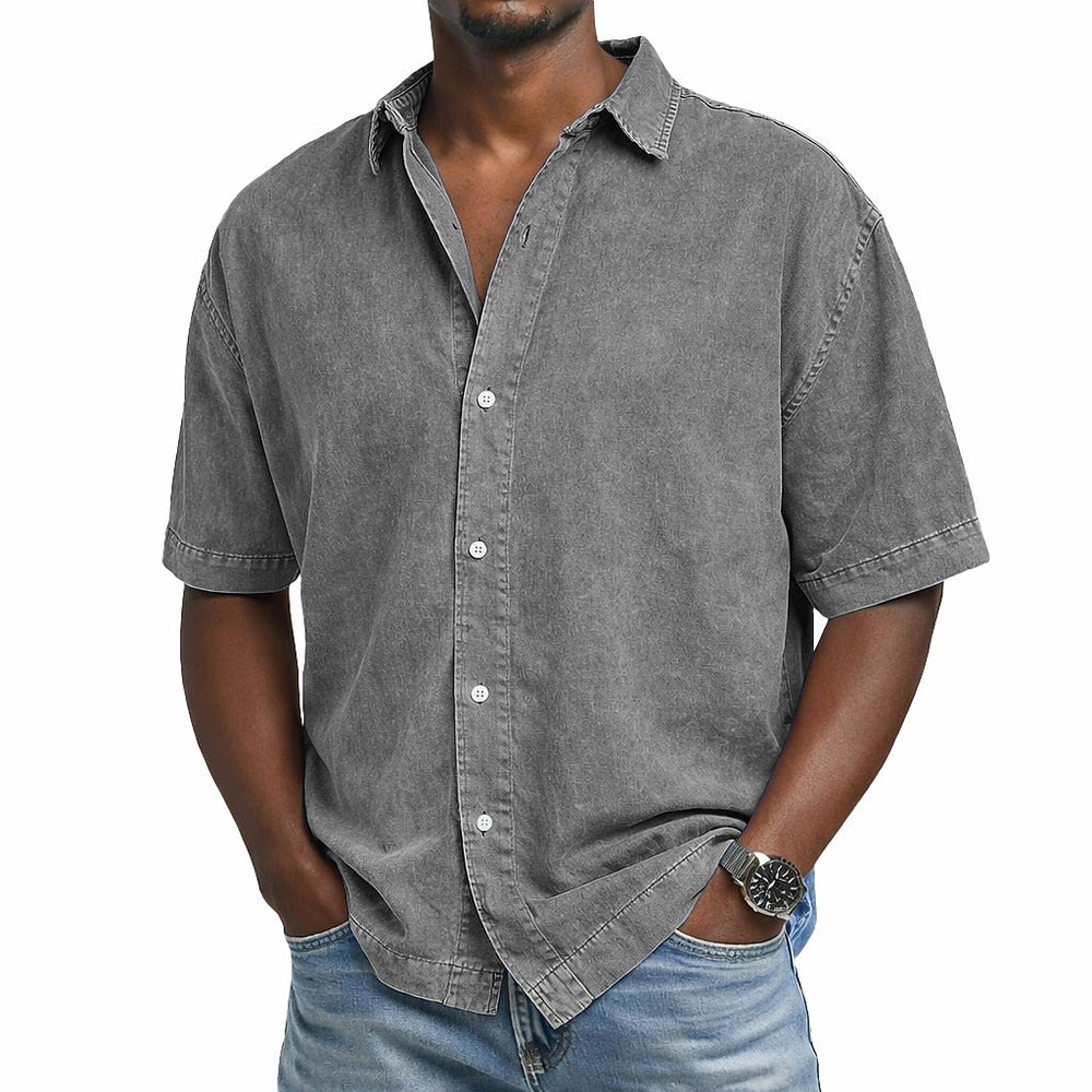 Chemise en Coton Délavée Vintage Homme Été Casual