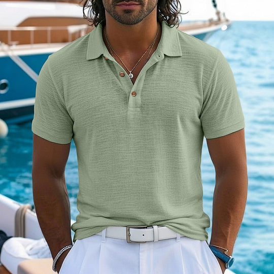Polo en Lin Texturé Homme Été Coton Manches Courtes