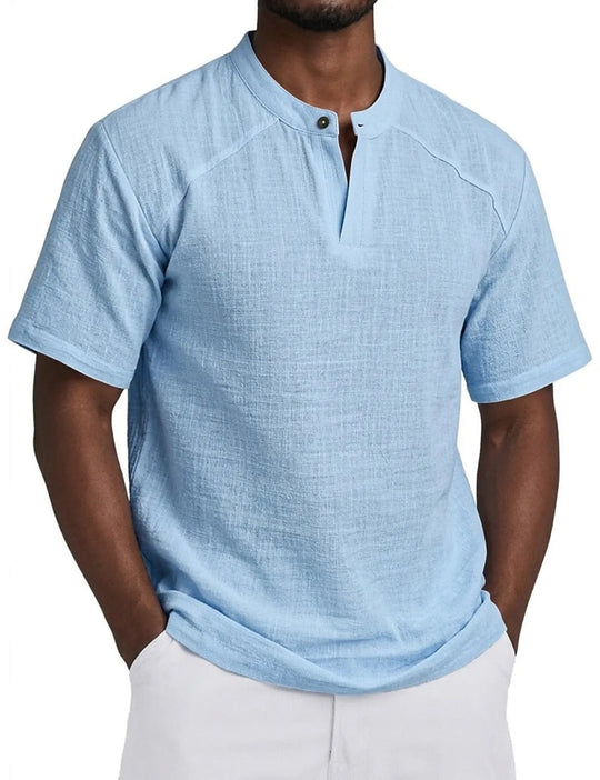Chemise Popover en Lin Homme Été Coton Légère
